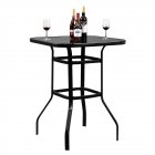 US Iron Patio High Bar Table 5mm Tempered Glass Workmanship Table Black