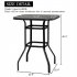  US Direct  Iron Patio High Bar Table 5mm Tempered Glass Exquisite Workmanship Easy To Assemble Table For Bars Restaurants black