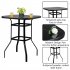  US Direct  Iron Patio High Bar Table 5mm Tempered Glass Exquisite Workmanship Easy To Assemble Table For Bars Restaurants black
