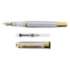 [US Direct] JinHao 250 Stainless Steel Gold Trim Fountain Pen - Medium
