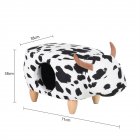 [US Direct] Kids Animal Storage Stool Cartoon Cow Pattern Style Footstool Solid Wood Legs Chair For Office Bedroom Playroom Decorative Ottoman Furniture cow color