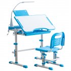 US Direct  Kids  Desk  Chair  Set Height Adjustable Student Study Desk For Home Schooling Over 3 Years Old Blue
