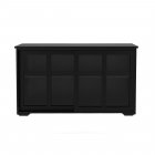 [US Direct] Kitchen Storage Stand Cupboard With Glass Door-Black