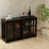  US Direct  Kitchen Storage Stand Cupboard With Glass Door Black
