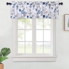 [US Direct] Kitchen Valances for Windows Polyester Valance Curtains Rod Pocket Rustic Floral Printed Window Treatments  Blue/Grey_54