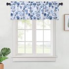 [US Direct] Kitchen Valances for Windows Polyester Valance Curtains Rod Pocket Rustic Floral Printed Window Treatments  Blue_54