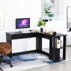 [US Direct] L-Shaped Home Office Wood Corner Desk,Reversible L-Shape Computer Desk,Espresso