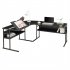  US Direct  L shaped Bottom Bookshelf Desk 67  Multi functional Drawing  Desk With Tiltable Desktop For Home Office Black
