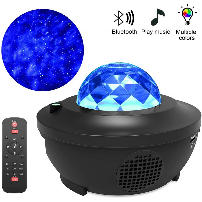 US LED Colorful Starry Projector Blueteeth USB Voice Control Music Player Projection Lamp black