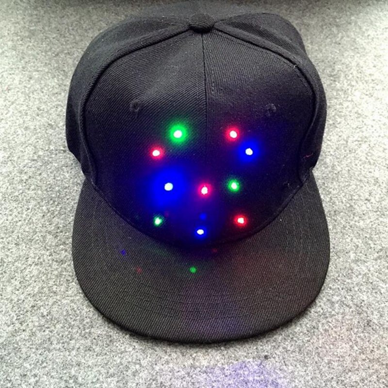 US LED Light Glow Club Party Sports Athletic Black Hat Cap Color light