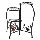 [US Direct] Lacquer Painted Metal Flower  Pot  Stand  Type  Rack Colored Leaf Decoration 3-tierd Rust-resistant Plant Bracket Indoor Outdoor Ornaments (ht-hj008) Black