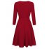  US Direct  Ladies 3 4 Sleeve Casual Waist Repairing Swing Dress Red S Missky Tag