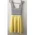  US Direct  Ladies Open Back Sleeveless Slim Fit Striped Casual Cute Mini Dress Yellow XL