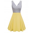 US MISSKY Ladies Open Back Sleeveless Slim Fit Striped Casual Cute Mini Dress