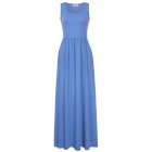 US Ladies vest pleated pocket long skirt sky blue No. 93_XL missky