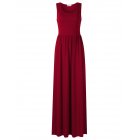 [US Direct] Ladies vest pleated pocket long skirt wine red 85_M missky