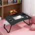  US Direct  Laptop  Bed  Table Portable Foldable Laptop Tray Table Storage Drawers Cup Holders Laptop Stand Floor Table Black