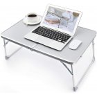  US Direct  Laptop  Stand Portable Folding Breakfast Table Laptop Table Stand Outdoor Dining Table Silver