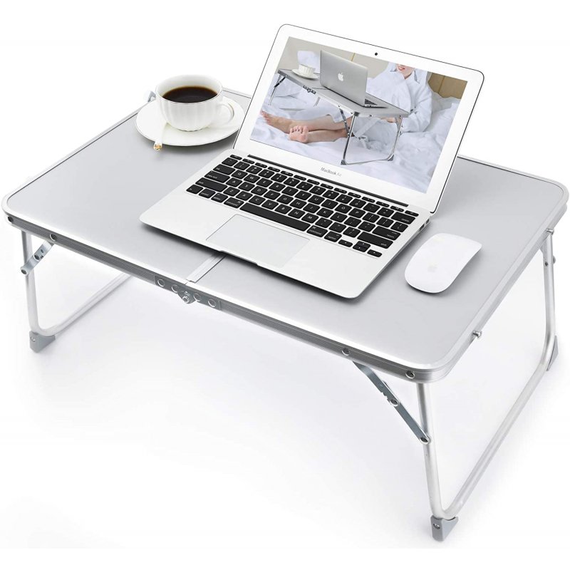 US Laptop  Stand Portable Folding Breakfast Table Laptop Table Stand Outdoor Dining Table Silver