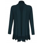  US Direct  Leadingstar Women s Fashion Long Sleeve Drapped Open Front Shawl Collar Lace Trimmed Knit Cardigan