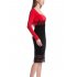  US Direct  Leadingstar Women s Square Neck Long Sleeve Floral Lace Splicing Hem Fit Dress Red Black Asia Size S