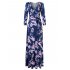  US Direct  Leadingstar Women s 3 4 Sleeve V Neck Floral Print Boho Maxi Wrap Dress L
