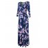  US Direct  Leadingstar Women s 3 4 Sleeve V Neck Floral Print Boho Maxi Wrap Dress L