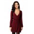  US Direct  Leadingstar Women Solid Long Sleeve Elastic Waist Wrap V Neck Fit Flare Dress
