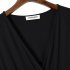  US Direct  Leadingstar Women Solid Long Sleeve Elastic Waist Wrap V Neck Fit Flare Dress