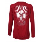 US LEADINGSTAR Women's Solid Color Long Sleeve Thin Collage Hollow Skull Slim Knit Cardigan  wine red Asian S