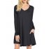 US Direct  Leadingstar Women s Long Sleeve V neck Swing Pocket Casual T shirt Dress Black M