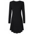  US Direct  Leadingstar Women s Long Sleeve V neck Swing Pocket Casual T shirt Dress Black M