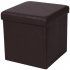  US Direct  Leather Square Shape Footstool Storage Cube Footrest Seat 38 38 38cm brown