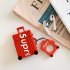  US Direct  Letter Suitcase Inspired Silicon for Airpods Case Cover with Ring Holder red