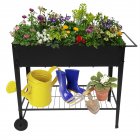  US Direct  Lightweight Planting Box With Wheels Easy To Assemble For Yard Garden Patios Balconies Cafes Decor black