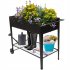  US Direct  Lightweight Planting Box With Wheels Easy To Assemble For Yard Garden Patios Balconies Cafes Decor black