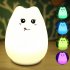  US Direct  Litake Little Cat Silicone Light for Kids Portable Silicone Colorful LED Baby Nightlight Cute Smile Cat Lamp Smiley Cat Battery Powered 