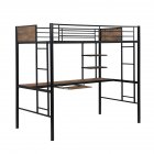 [US Direct] Loft  Bed With Desk And Shelf Room Saving Household Furniture For Living Room black