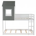 [US Direct] Low Bunk  Bed With Top Household Furniture For Living Room Dormitory gray