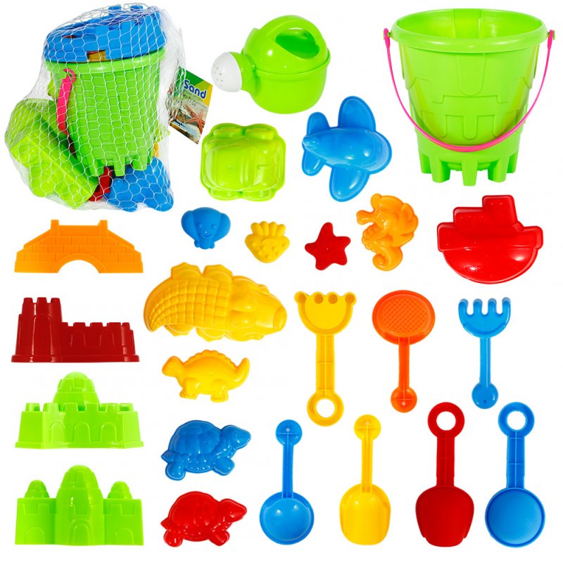 [US Direct] Lumiparty Beach Sand Bucket Game Toy Set for kids for for the Beach, Sand Beach, Seaside etc(25PCS/Set)