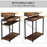  US Direct  MDF Computer Desk With 5 Layers Of Bookshelves 2 Open Storage Shelves Multi functional Drawing Desk With Tiltable Table Top Brown