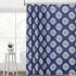  US Direct  MEDALLION Print Shower Curtain Waterproof Thick Textured Fabric Bath Curtain Polyester Bathroom Curtains Blue   White Print 54 x78 
