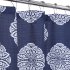  US Direct  MEDALLION Print Shower Curtain Waterproof Thick Textured Fabric Bath Curtain Polyester Bathroom Curtains Blue   White Print 54 x78 