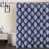  US Direct  MEDALLION Print Shower Curtain Waterproof Thick Textured Fabric Bath Curtain Polyester Bathroom Curtains Blue   White Print 54 x78 