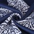  US Direct  MEDALLION Print Shower Curtain Waterproof Thick Textured Fabric Bath Curtain Polyester Bathroom Curtains Blue   White Print 54 x78 