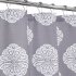  US Direct  MEDALLION Print Shower Curtain Waterproof Thick Textured Fabric Bath Curtain Polyester Bathroom Curtains Gray   White Print 72 x78 