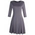  US Direct  MISSKY Women Casual Scoop Neck Long Sleeve Slim Solid Color Ruched Swing Dress
