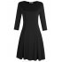  US Direct  MISSKY Women Casual Scoop Neck Long Sleeve Slim Solid Color Ruched Swing Dress