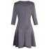  US Direct  MISSKY Women Casual Scoop Neck Long Sleeve Slim Solid Color Ruched Swing Dress