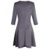  US Direct  MISSKY Women Casual Scoop Neck Long Sleeve Slim Solid Color Ruched Swing Dress